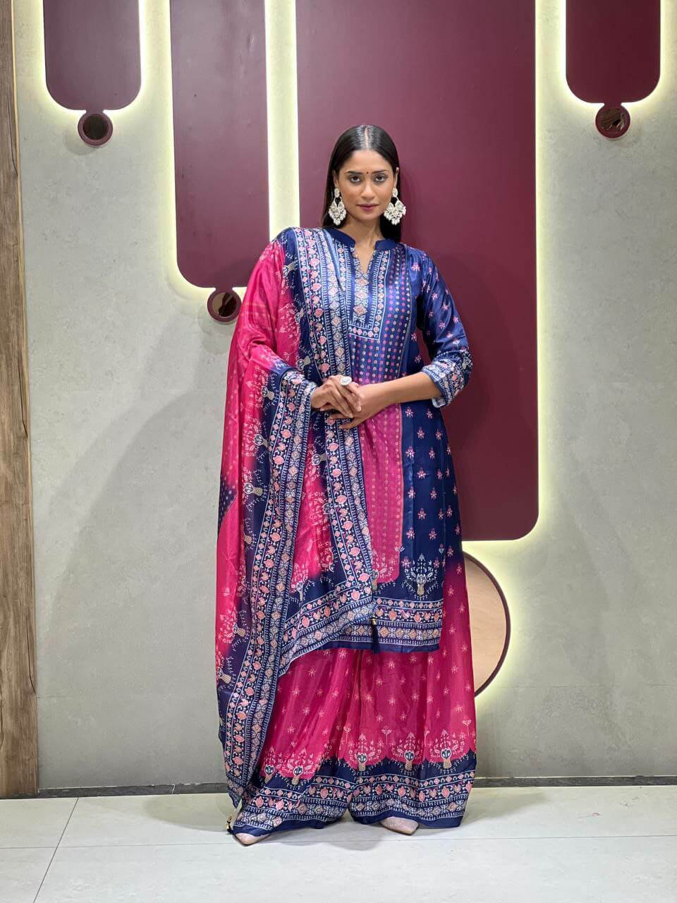 navy blue Kurti with Plazzo set for women