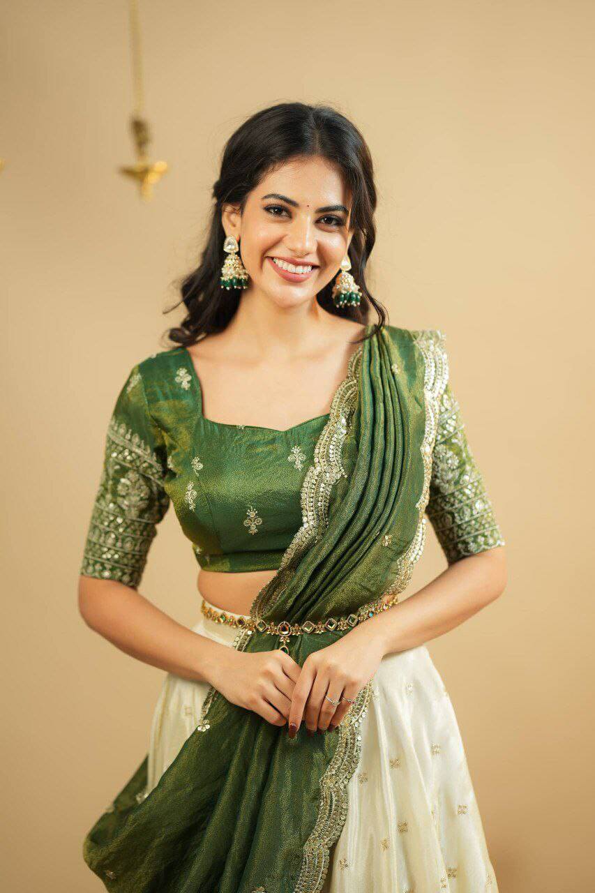 Pure Crep Silk Lehenga with sequins work