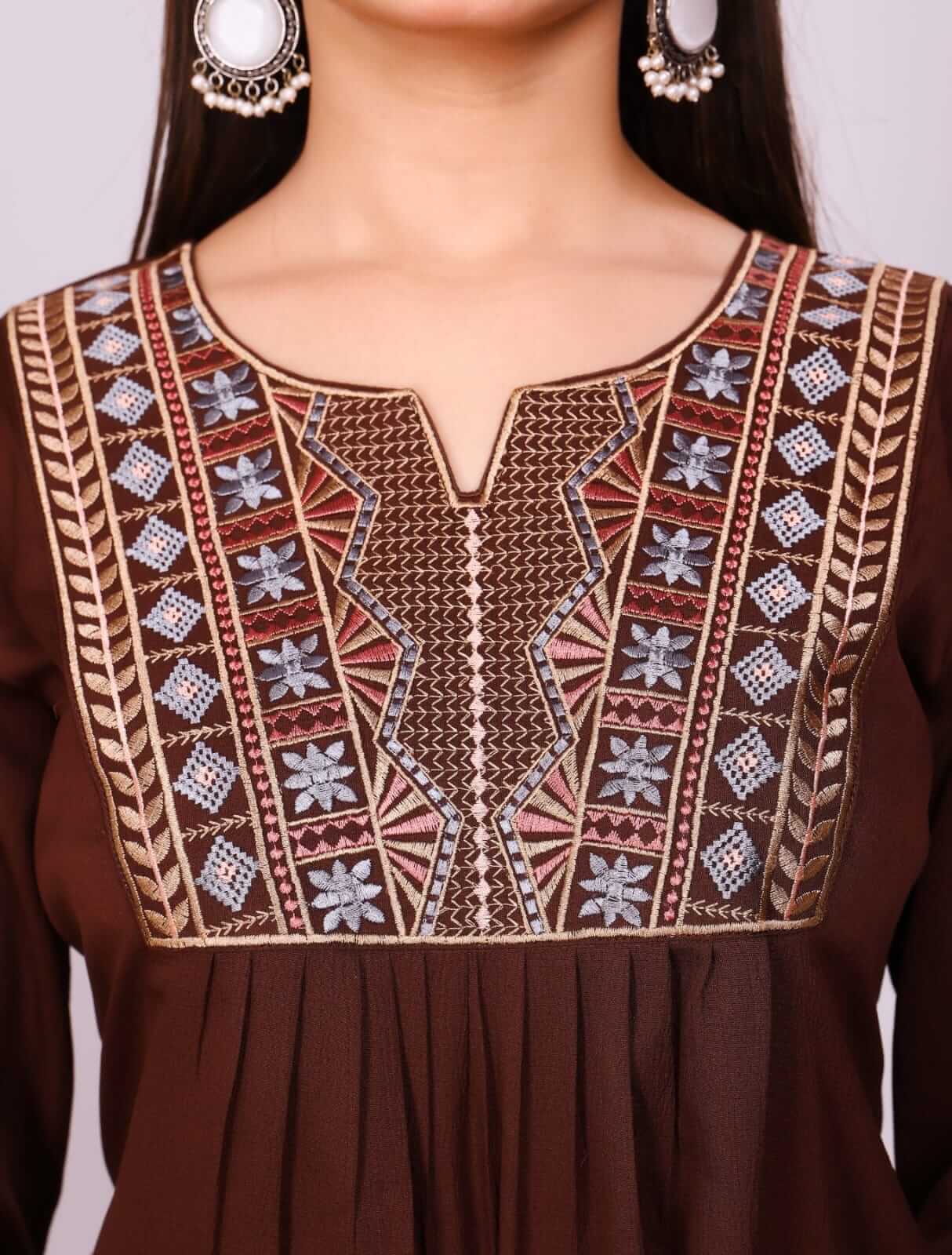 Latest Embroidery Work Tunic Style Short Kurti for Women