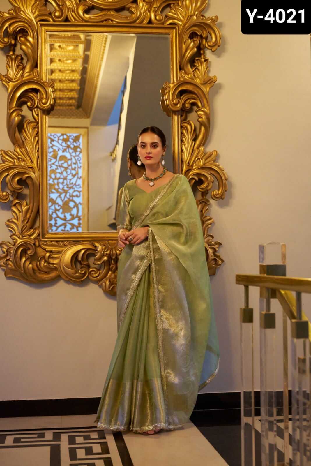 Shimmering in Zari and sequins saree 4 colors