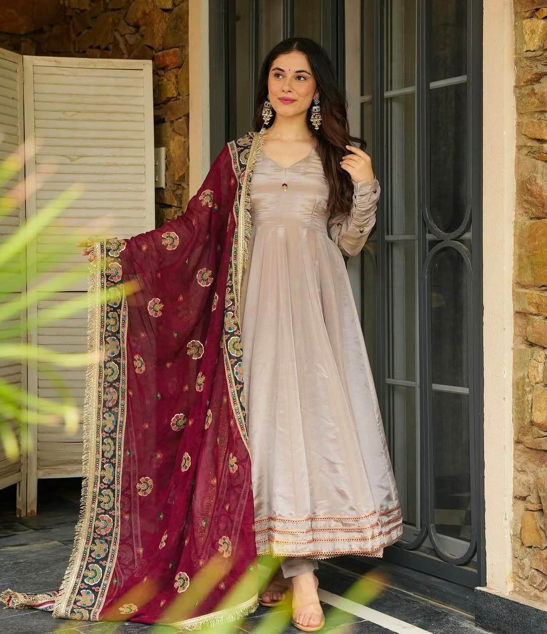 Fully stitched gown set for women