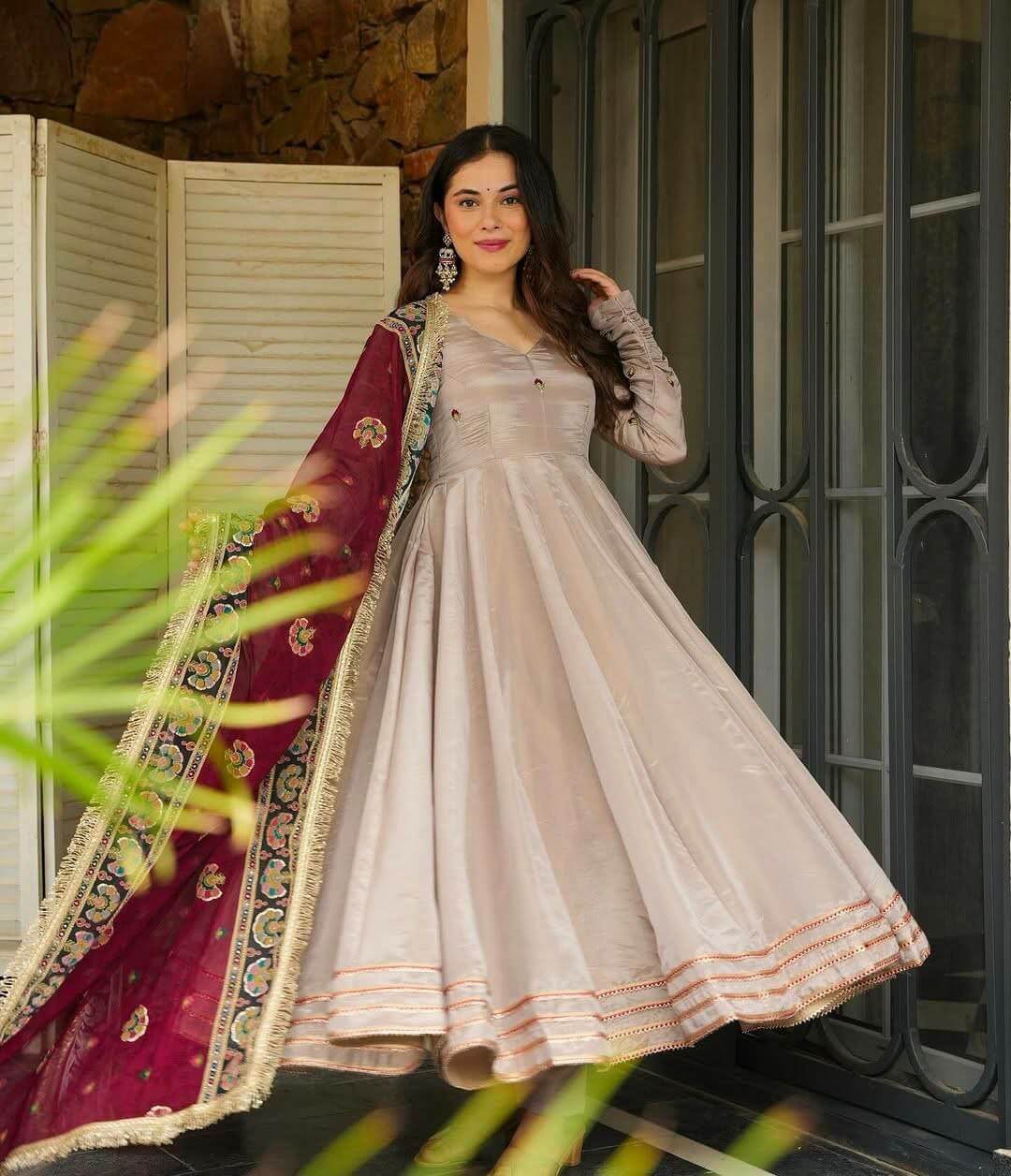 Fully stitched gown set for women