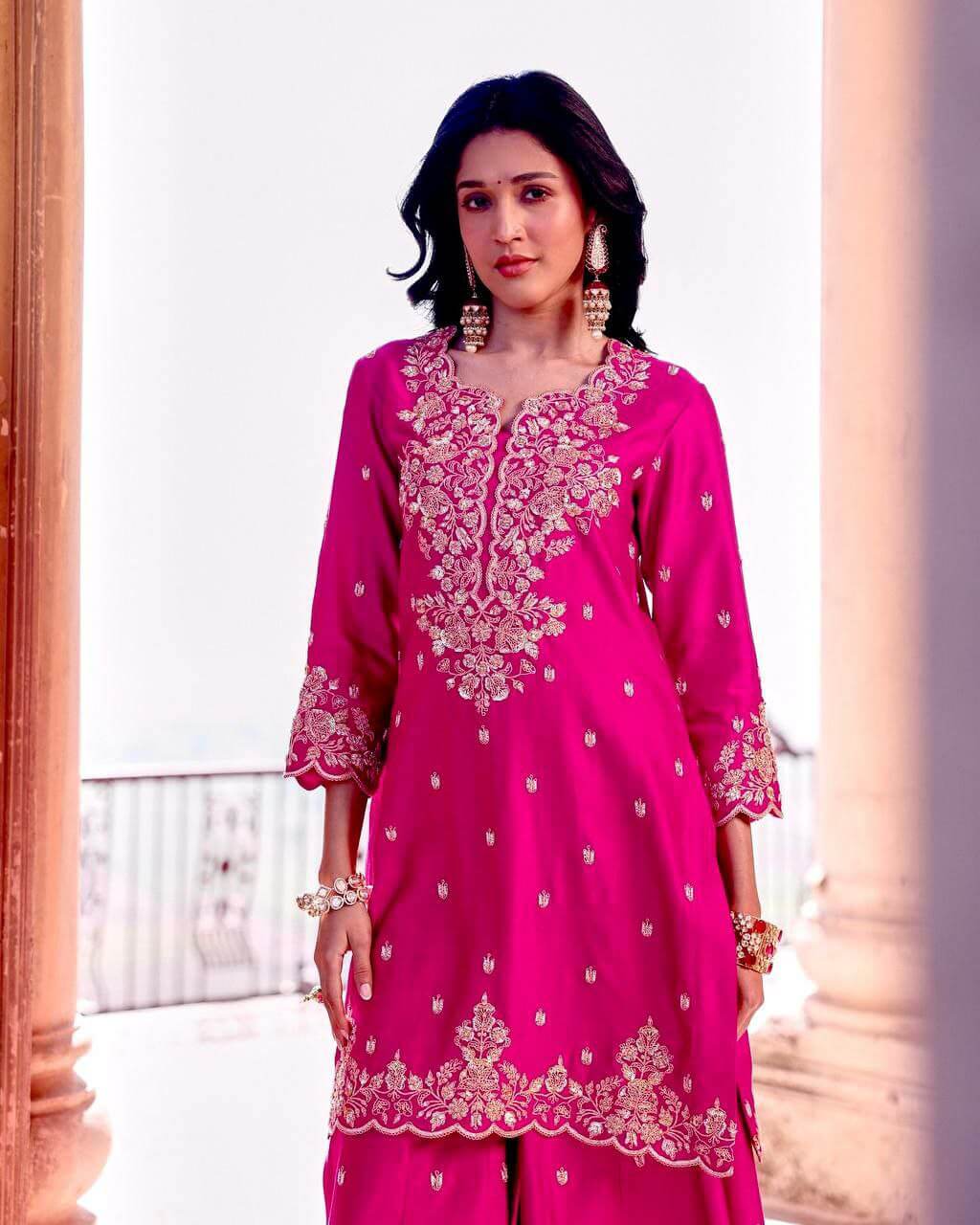 Heavy Roman Silk Sharara Suit for women