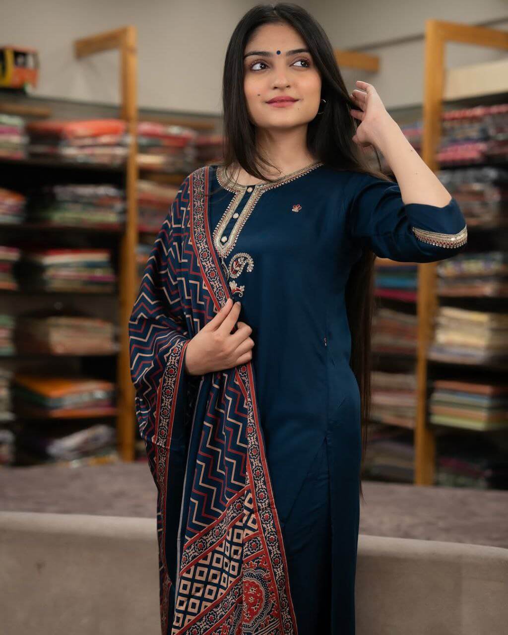 Beautiful pure viscose Chanderi kurti set for women