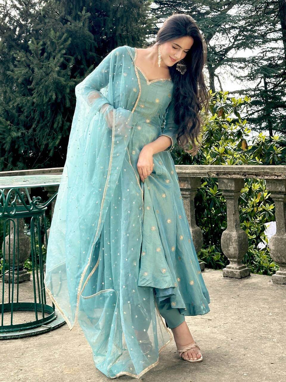 Sky blue Kurti set for women kurti pant dupatta
