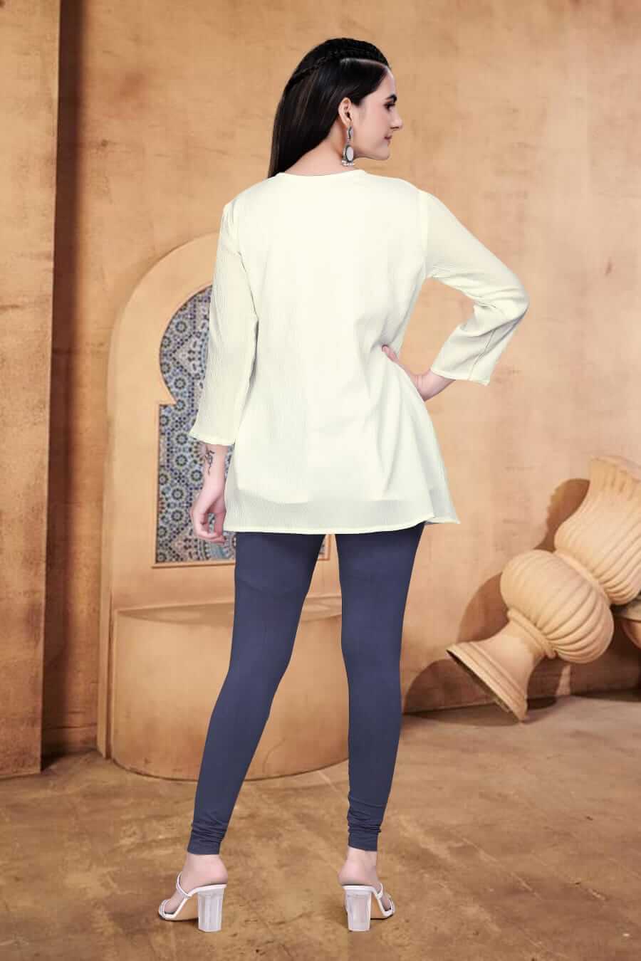 Latest Embroidery Work Tunic Style Short Kurti for Women