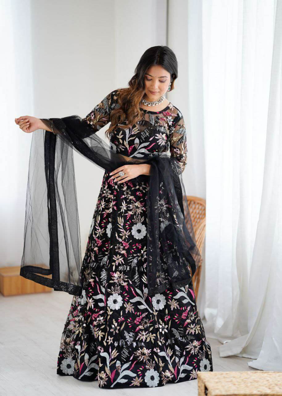 Premium Butterfly Net Lehenga Embellished Lehenga
