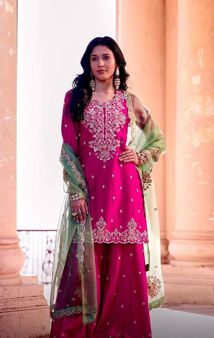 Heavy Roman Silk Sharara Suit for women
