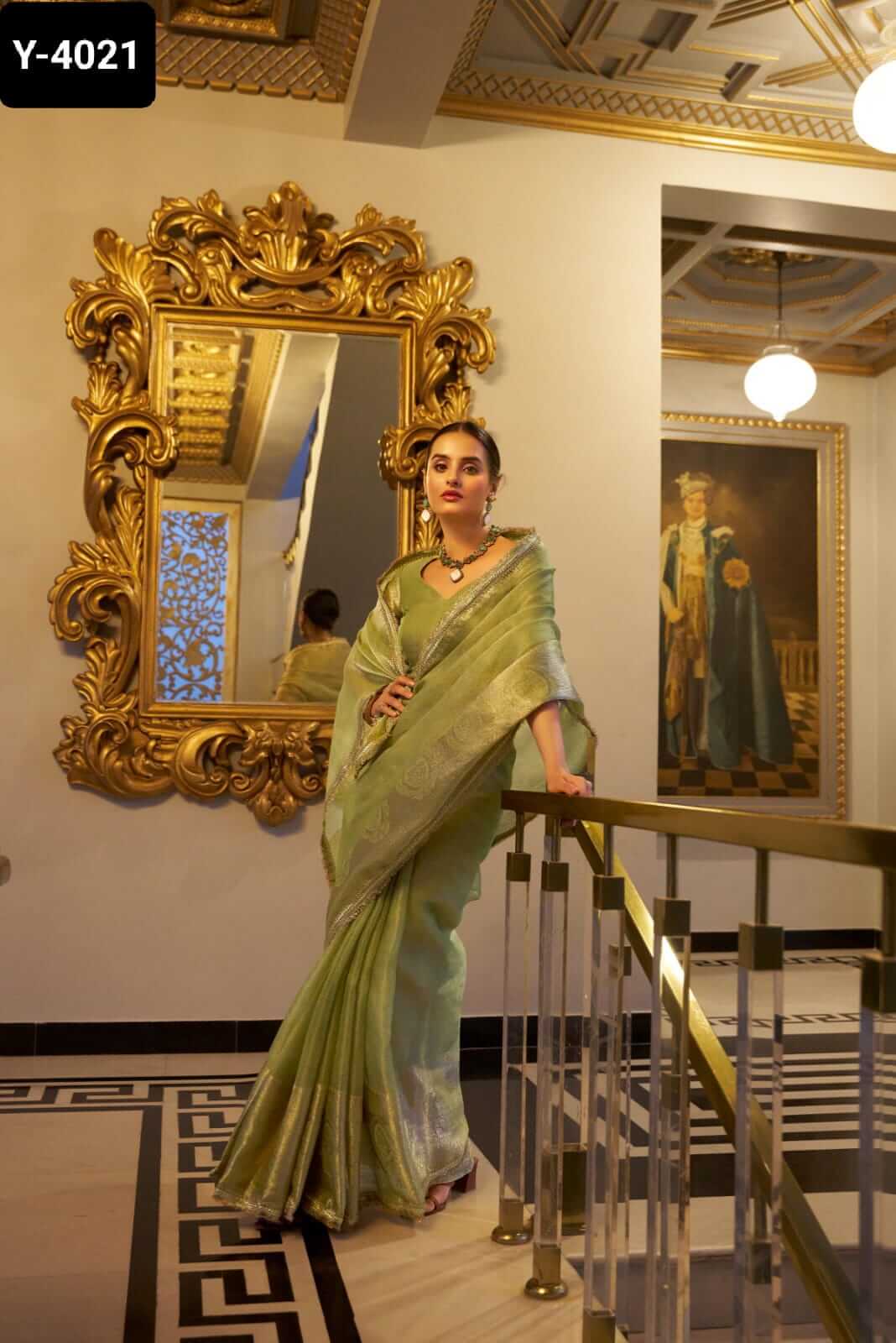 Shimmering in Zari and sequins saree 4 colors