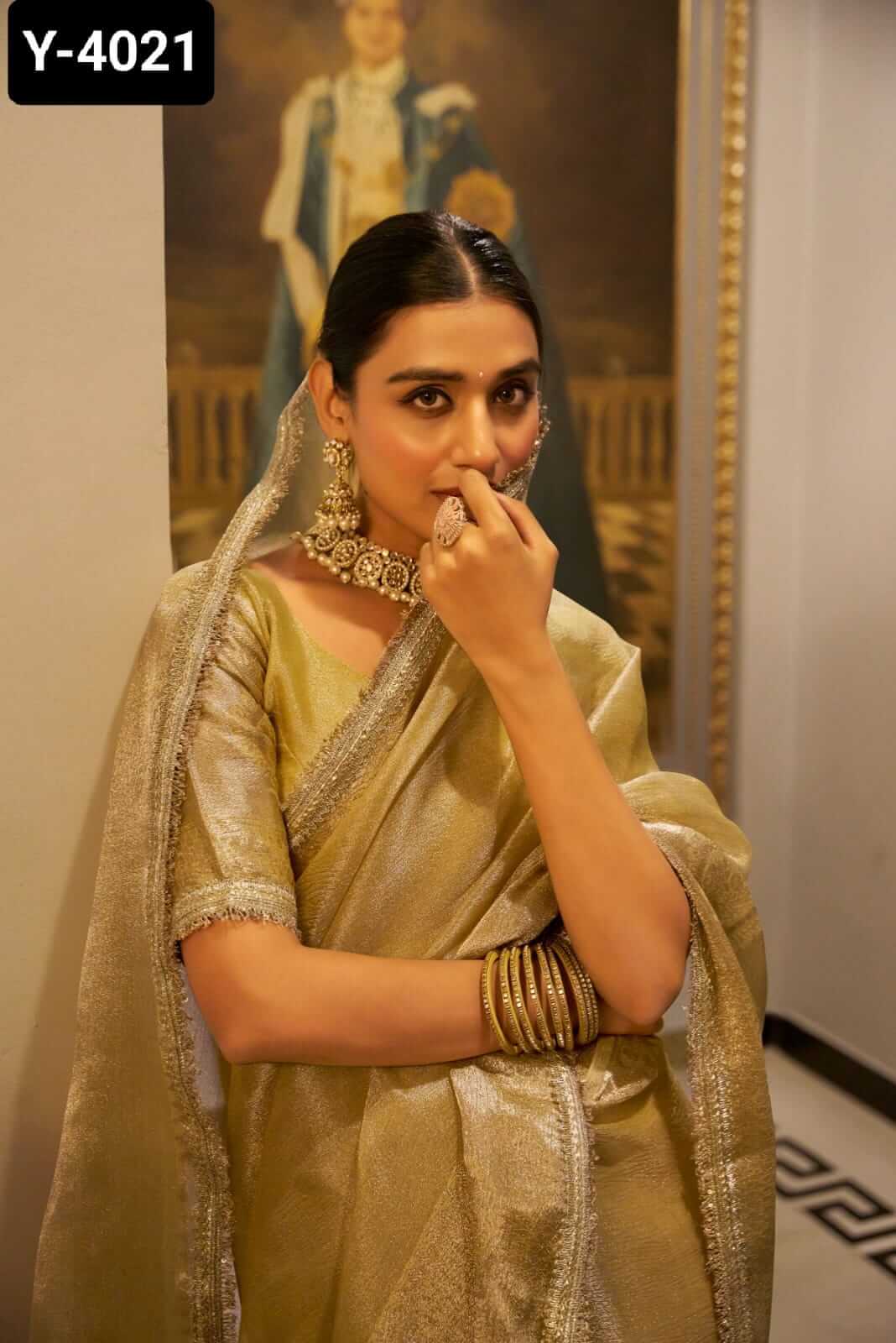 Shimmering in Zari and sequins saree 4 colors