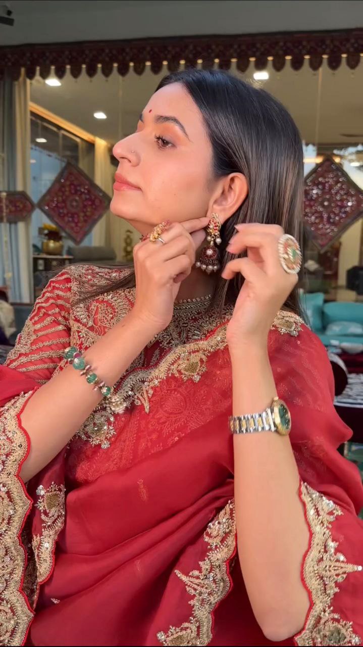 Saree for women red color