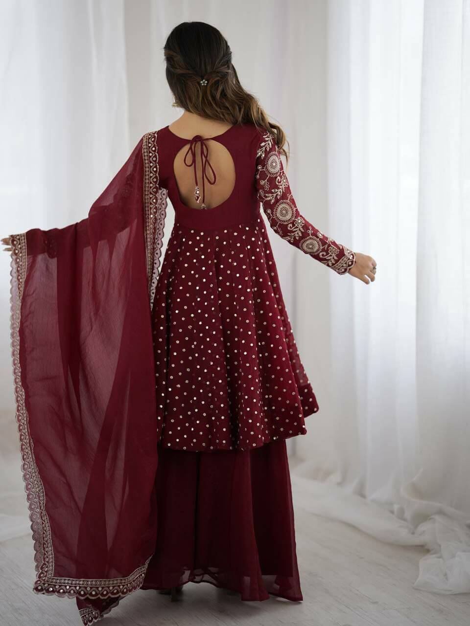 Maroon Sharara Suit for women