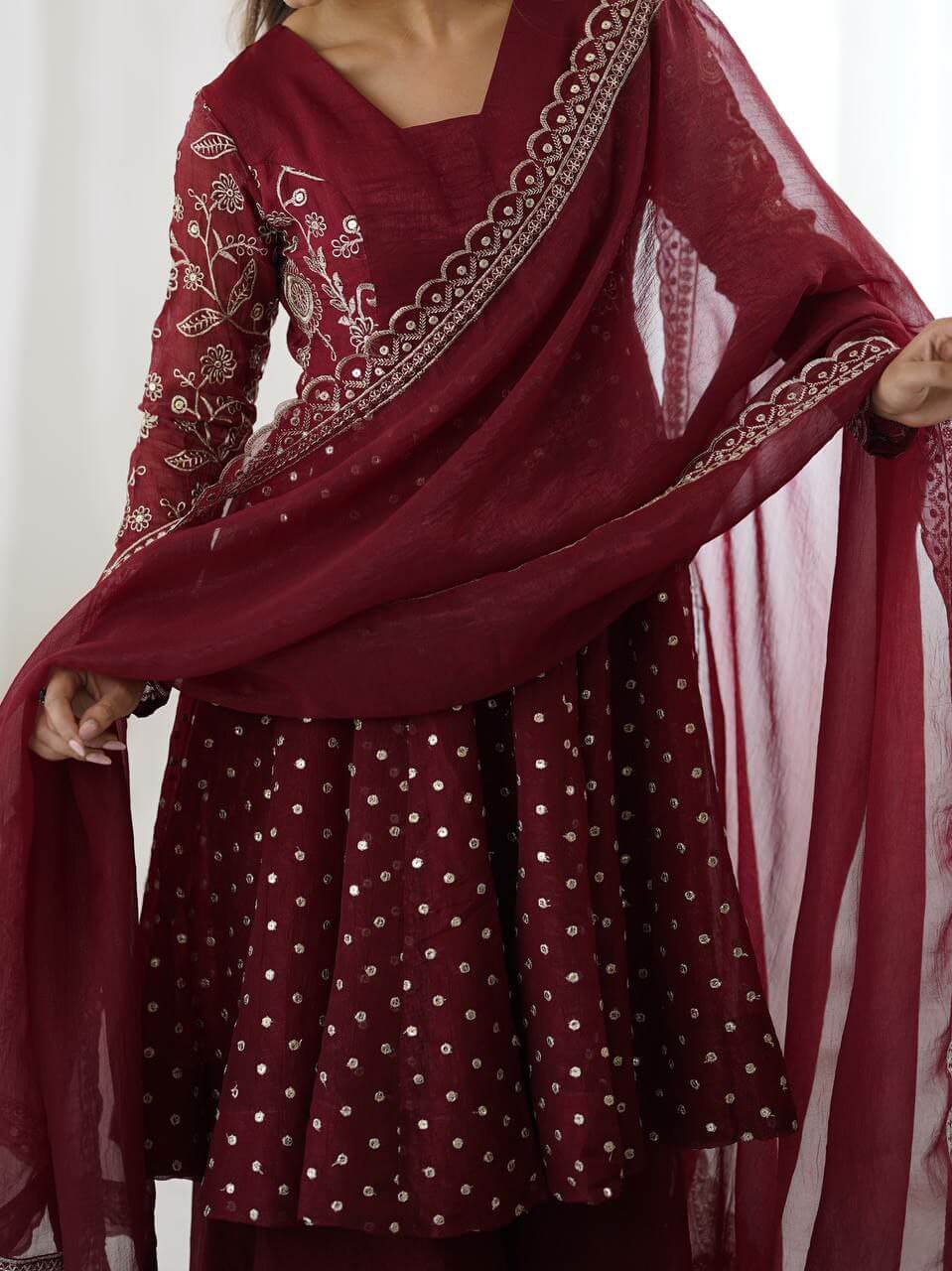 Maroon Sharara Suit for women