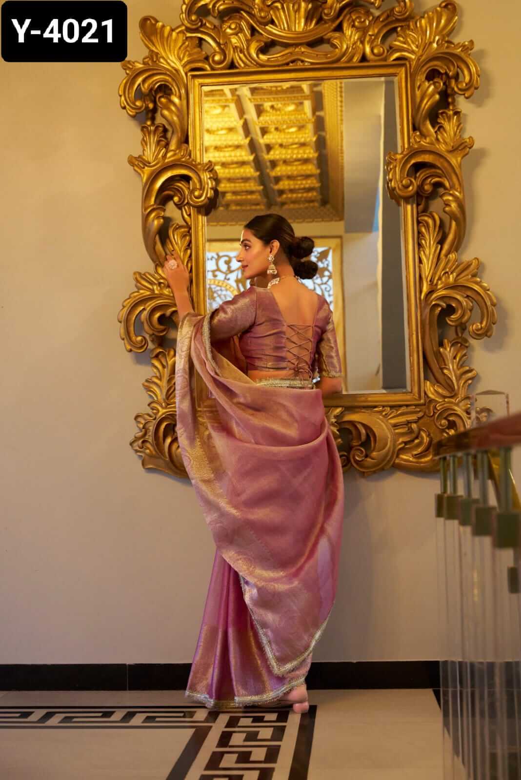 Shimmering in Zari and sequins saree 4 colors