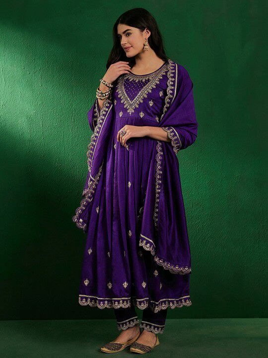 purple Silk Kurti Set For Women l Kurti Pant Dupatta  50% OFF l Ajinkya Shop