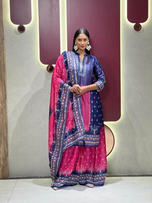 navy blue Kurti with Plazzo set for women