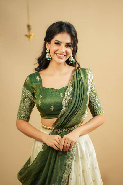 Pure Crep Silk Lehenga with sequins work