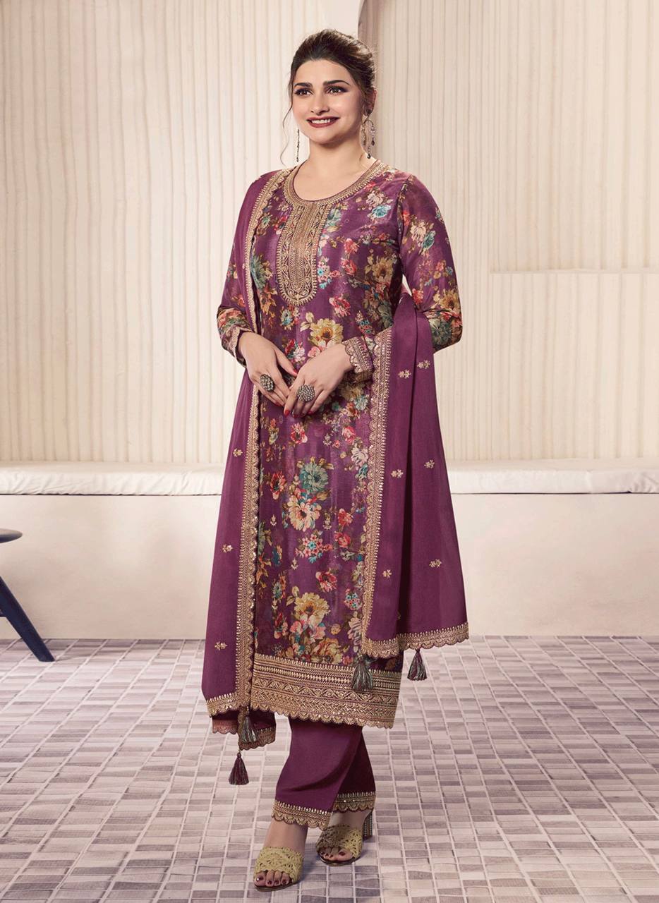 Pure chinon silk Kurti Set