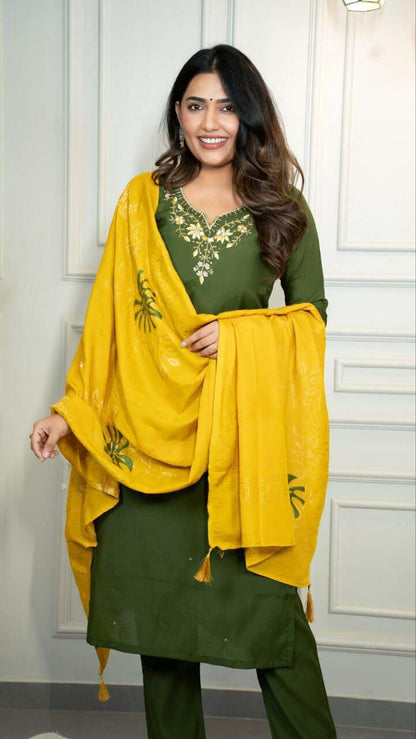 Premium Roman Silk Kurti Set For Women