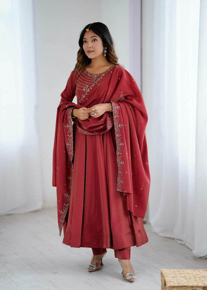 Pure Roman Silk Beautiful Anarkali Suit For Women