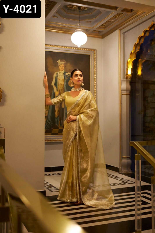 Shimmering in Zari and sequins saree 4 colors