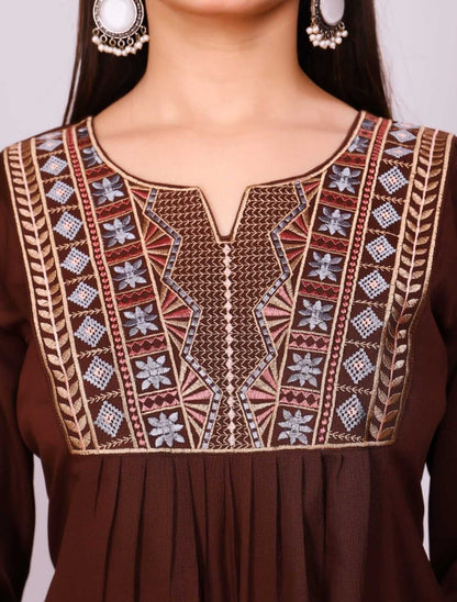 Latest Embroidery Work Tunic Style Short Kurti for Women