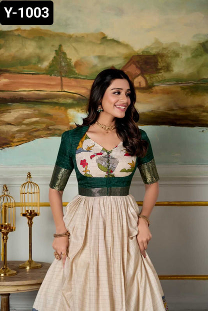 green gown with koti for women beautiful gown set for women