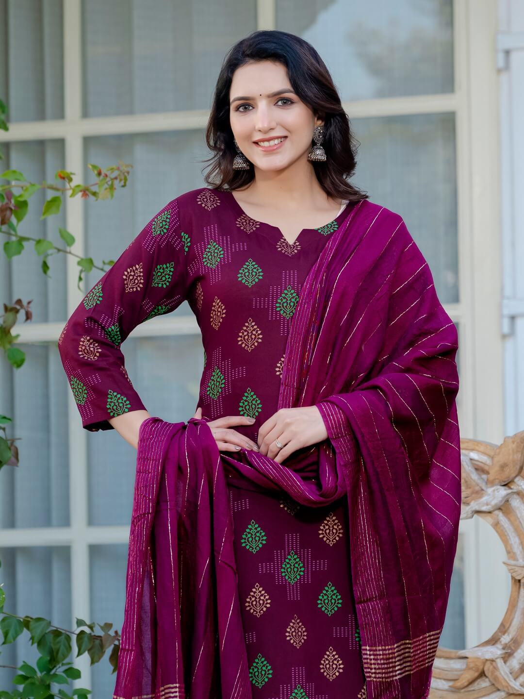 Purple kurti Set for Women 