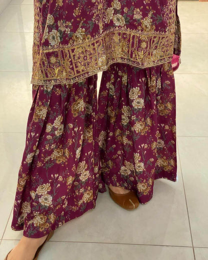Pure Chinon Silk Sharara Suit for women