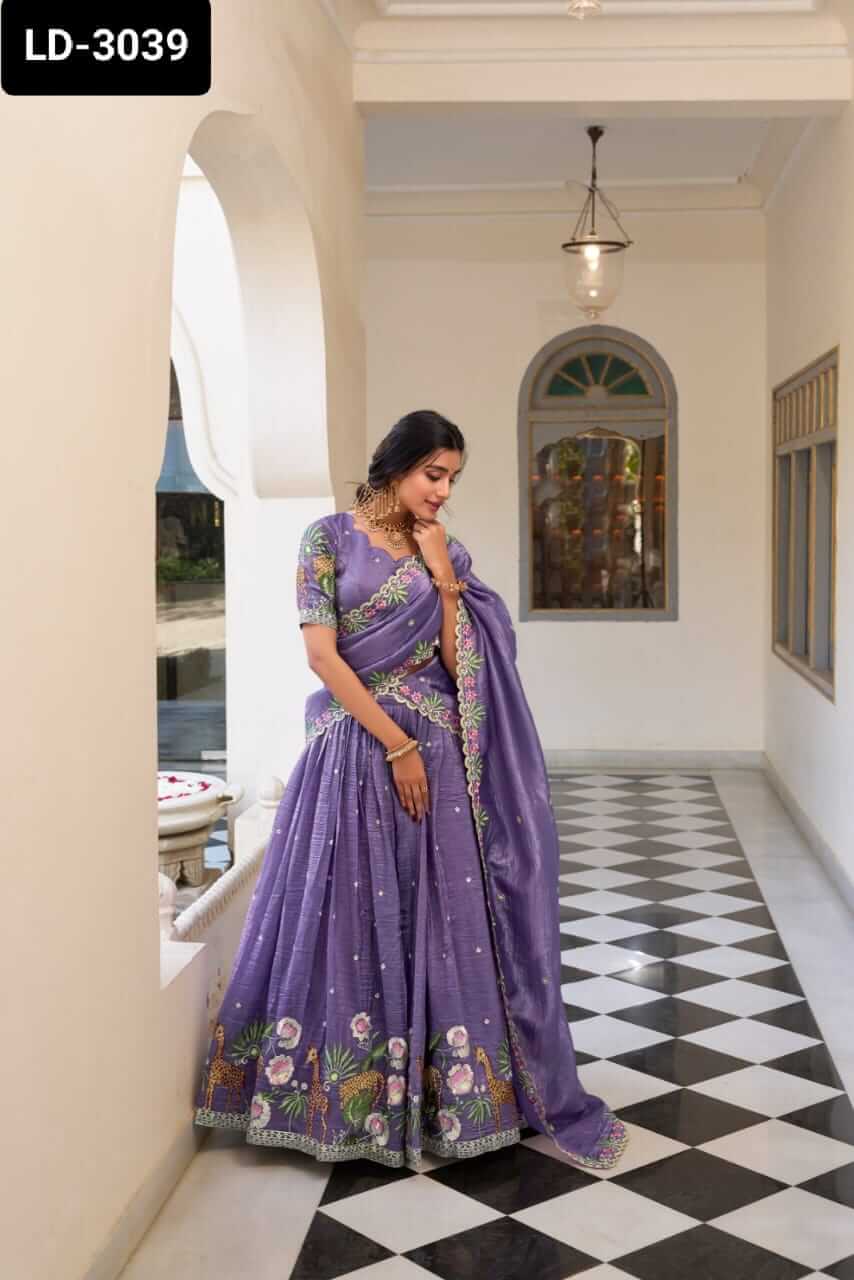 Gold Crush Lehenga saree for women 4 colors