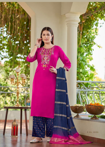 pink kurti set for women pink kurti pant dupatta 