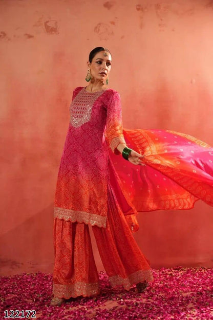 Pure Chinon Silk Sharara Suit for Women with Heavy Embroidery