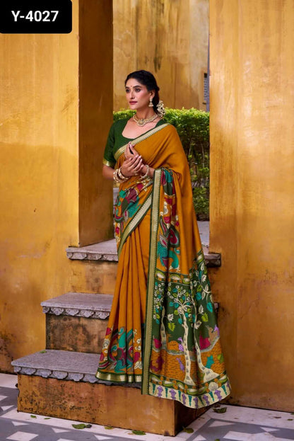 Polyester Viscose Chanderi Saree 4 Colours