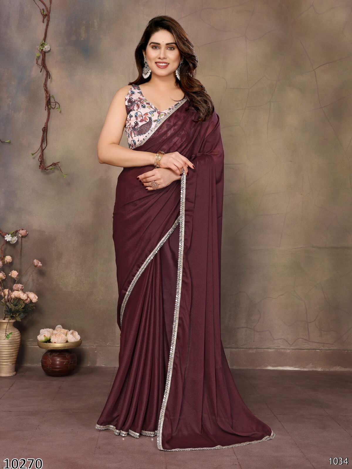 maroon saree for women georgette saree Ajinkya Shop