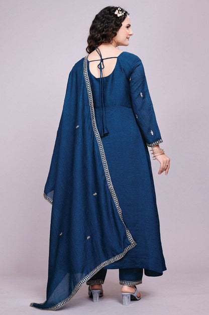 navy blue kurti set for women kurti pant dupatta