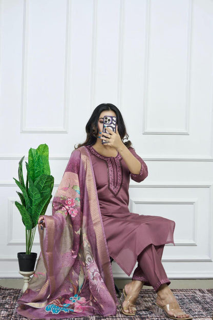 Premium Roman Silk Kurti Set for Women