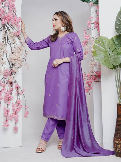 Rayon Lavender kurti Set for Women