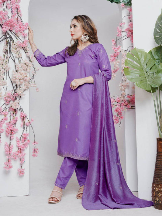 Rayon Lavender kurti Set for Women