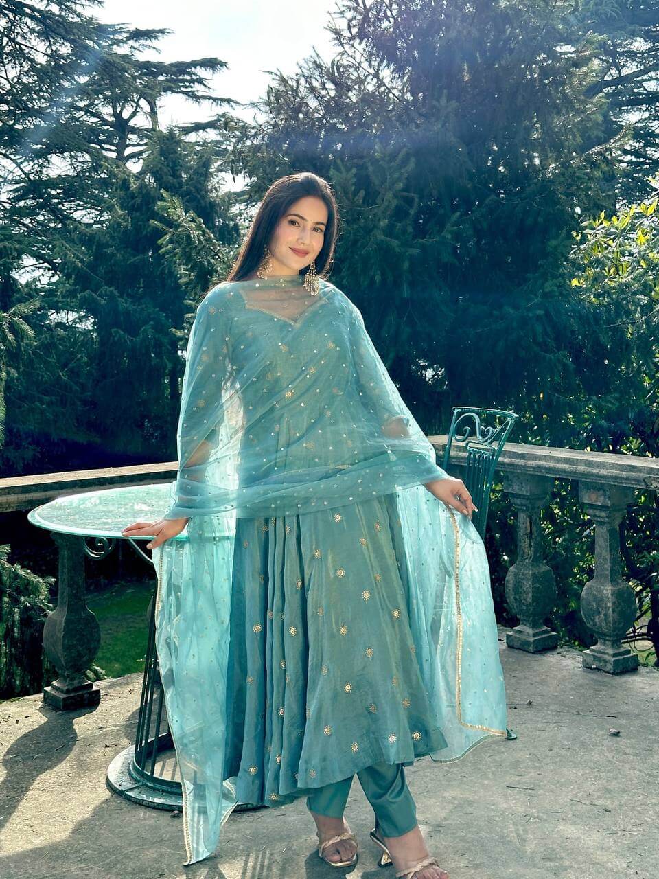 Sky blue Kurti set for women kurti pant dupatta