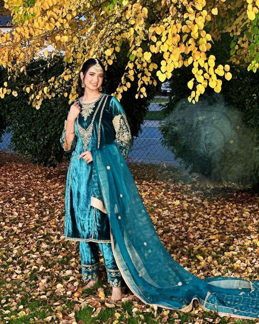 Heavy Viscose Velvet Dress Suit For Women
