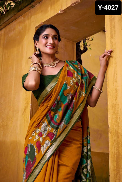 Polyester Viscose Chanderi Saree 4 Colours