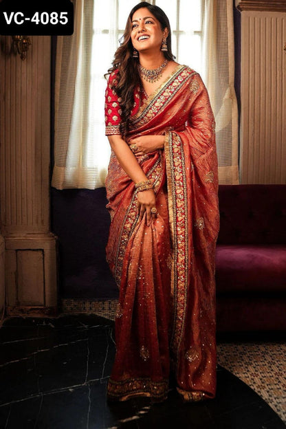 Banarasi Crush with embroidery saree