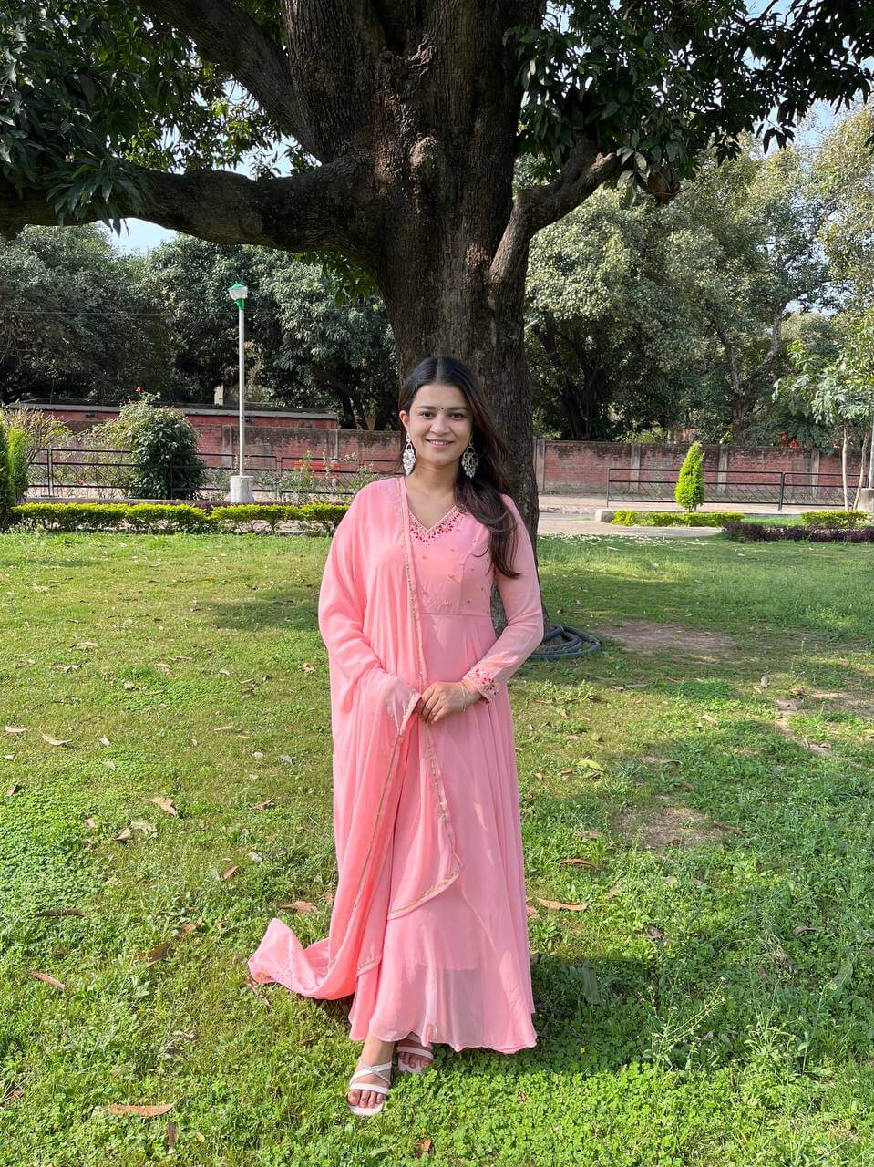 pink gown set for women gown pant dupatta 