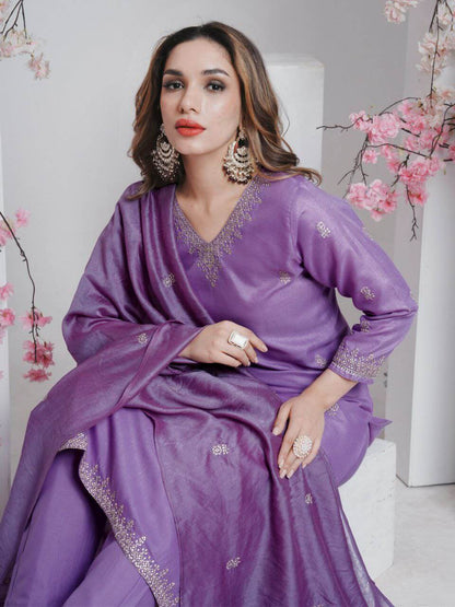 Rayon Lavender kurti Set for Women