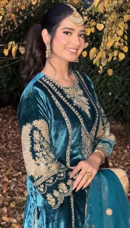 Heavy Viscose Velvet Dress Suit For Women