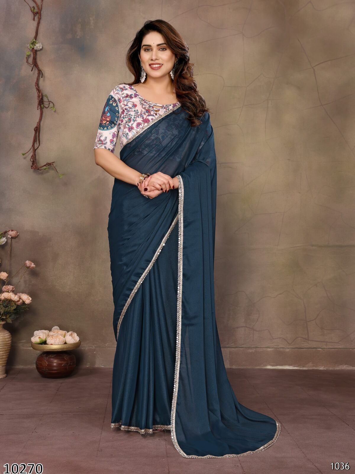 blue saree for women georgette saree Ajinkya Shop