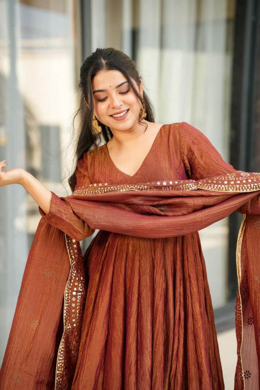Brown Kurti Set For Women