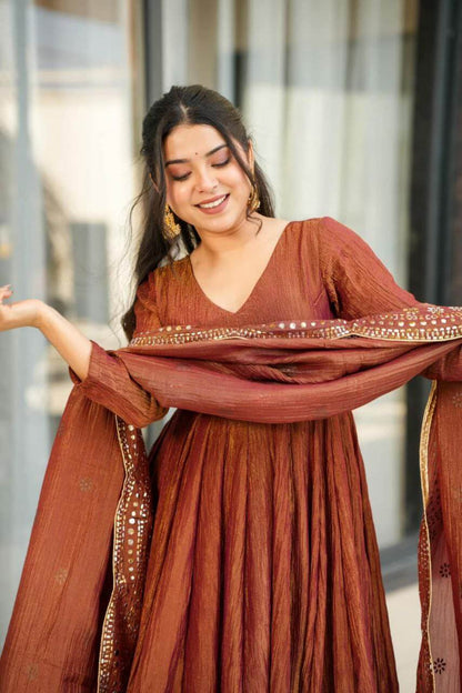 Brown Kurti Set For Women