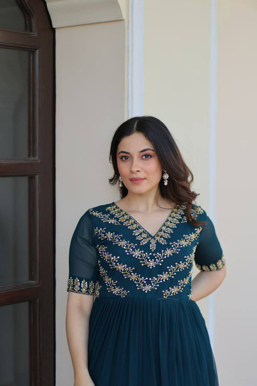 green gown for women Faux gown 