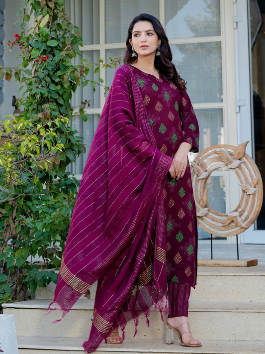 Purple kurti Set for Women 
